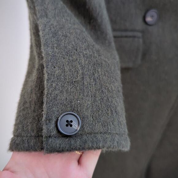 Vince Dark Green Soft Wool Double Button Trench Coat Size XS - Picture 6 of 9